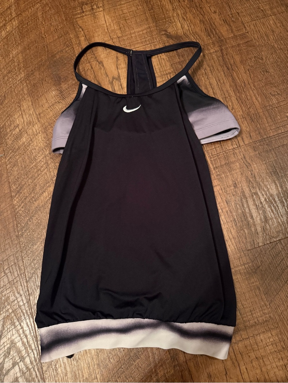 Nike Women’s M 2-in-1 Sports Bra Tank Top Black Gray Racerback